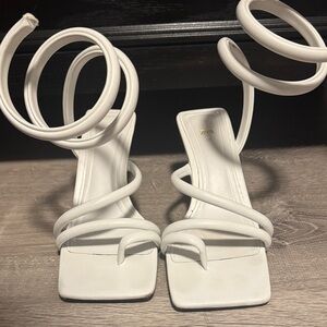 Zara Elegant White Spiral Heels